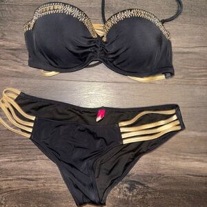 Victoria's Secret Black and Gold Bikini